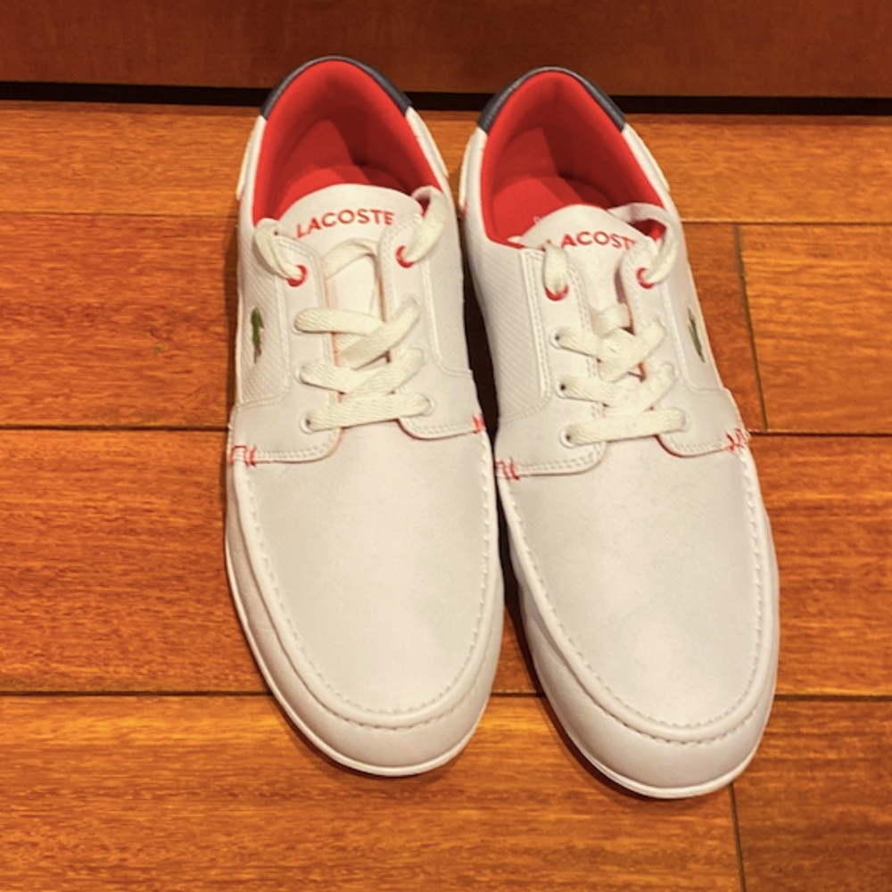 Mens white lacoste bayliss sneakers